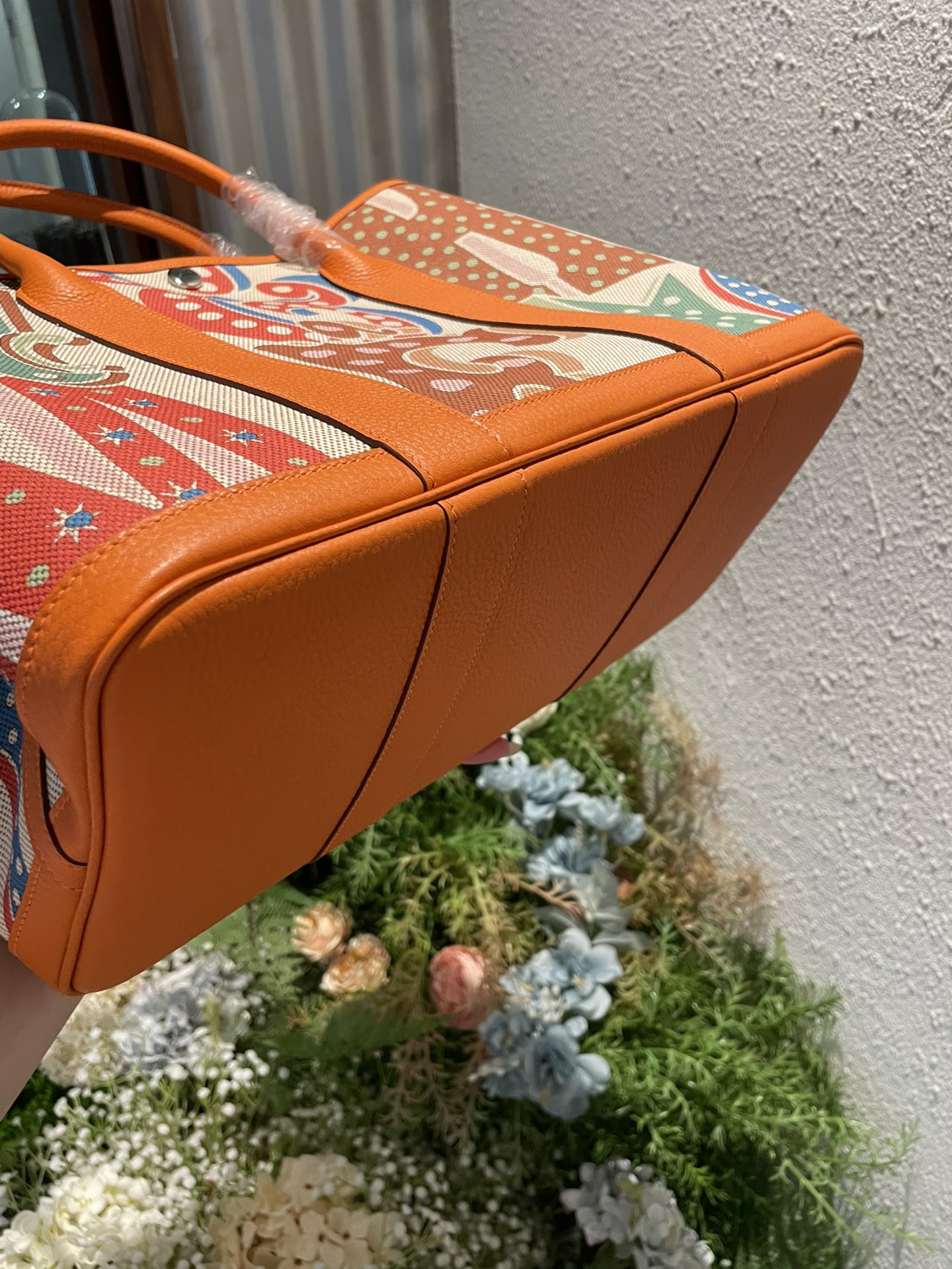 Hermes Garden Party 36cm Canvas Tote Handbag In Orange Clemence Leather